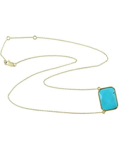 Artisan Cushion Shape Sleeping Beauty Turquoise Pendant With Necklace18k Gold - White