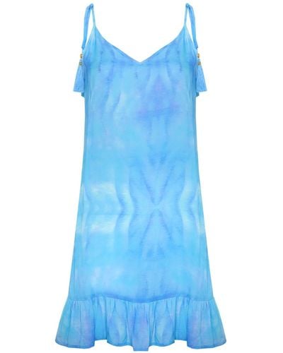 Sophia Alexia Turquoise Wave Mini Sun Dress - Blue