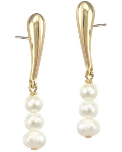 Biko Jewellery Pearl Droplet Studs - White