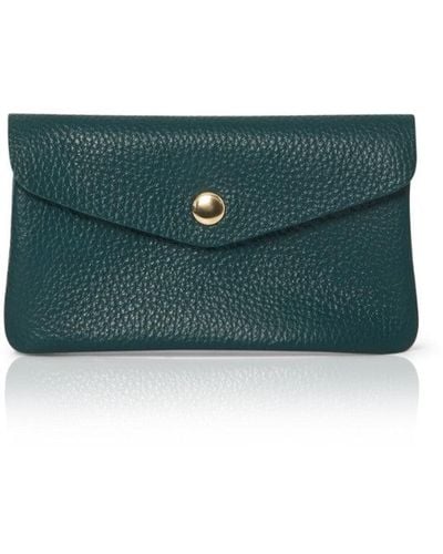 Betsy & Floss Medium Popper Leather Purse In Teal - Green
