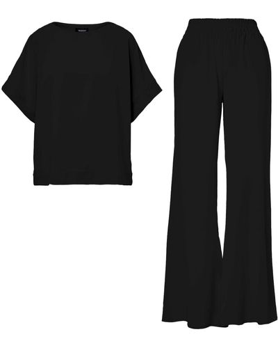 BLUZAT Set With Blouse And Flared Trousers - Black