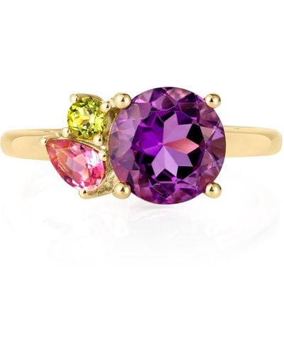 Augustine Jewels Purple Amethyst Cluster Gold Ring