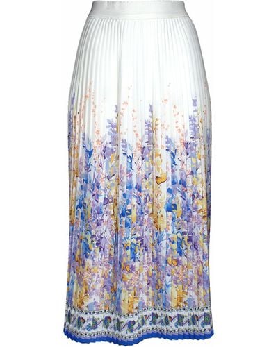 Lalipop Design Floral-print Pleated Recycled Fabric Maxi Skirt - Blue