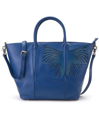 Bellorita Butterfly Top Handle Leather Bag - Blue