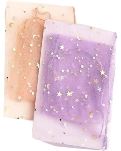 HIGH HEEL JUNGLE by KATHRYN EISMAN Twin Star Starry Sky Tulle Socks Lilac Peach - Purple