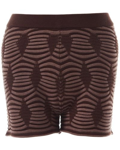 Fully Fashioning Larisa Geometric Pattern Shorts - Brown