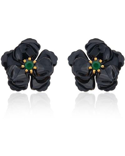 Milou Jewelry Viola Flower Earrings - Black