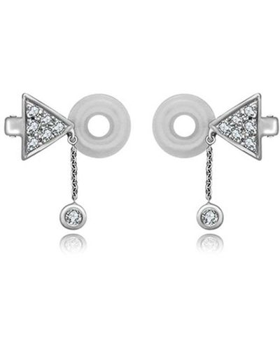 Genevieve Collection 18k Gold Triangle Dangling Diamond Ear Cuff - White