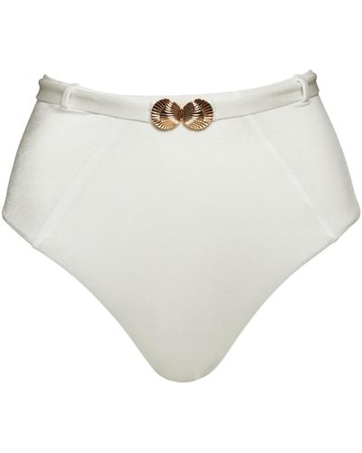 Noire Swimwear Moonstone Seashell Classic High Waist Bottom - White