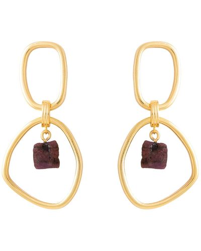 Lavani Jewels Goldplated Garnet Mercury Earrings - Metallic