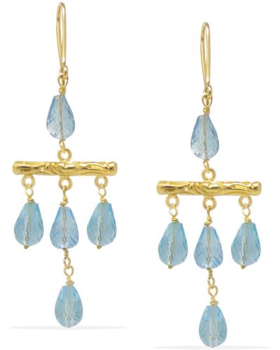 Vintouch Italy Tiziana Gold Vermeil Blue Topaz Earrings