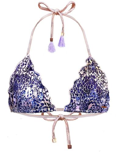ELIN RITTER IBIZA Lilac Rose Animal Print Triangle Recycled Bikini Top Gio - Blue