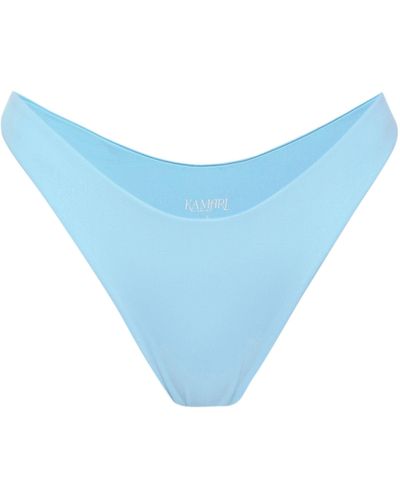 Kamari Swim LLC Icey High Cut Thong Bikini Bottoms - Blue