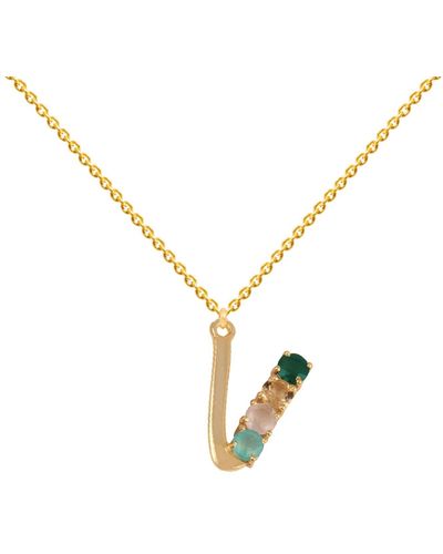 Lavani Jewels Multicolored Initial V Necklace