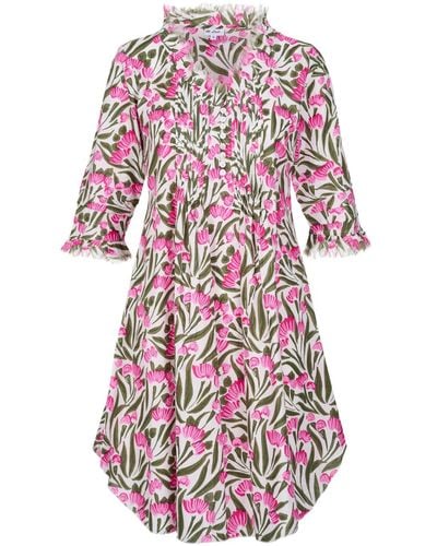 At Last Annabel Cotton Tunic In Pink & Green Bouquet