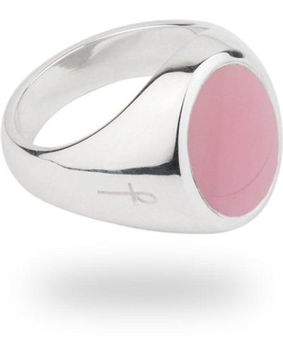 Phira London Jamestown Pink Mother Of Pearl Oval Stone Ring - Metallic