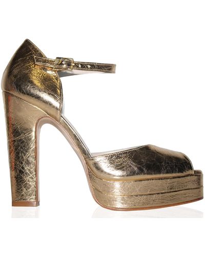 Terry De Havilland Lena Vintage Platform Block Heel - Metallic