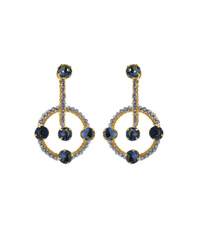 Lavish by Tricia Milaneze Sapphire & Gold Prisma Drop Handmade Earrings - Metallic