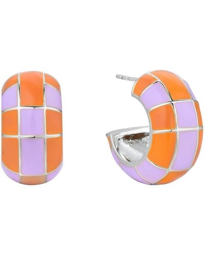 Bermuda Watch Company Annie Apple Groove Chunky Lilac Orange Enamel Hoop Earrings