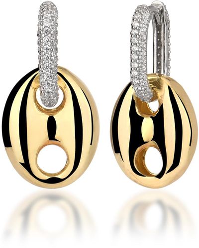 Cosanuova Puffy Anchor Link Hoop Earrings - Metallic