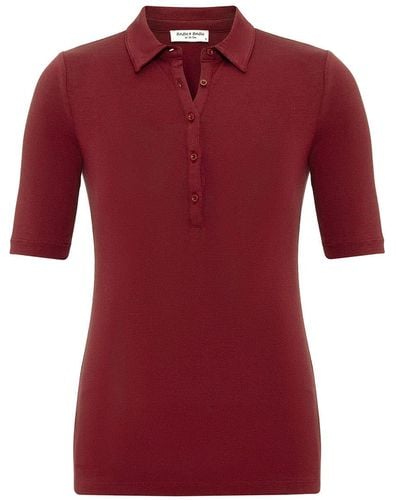 anou anou Front Buttoned Colla Short Sleeve Lycra Blouse In - Red