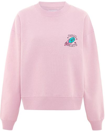 blonde gone rogue Disco Biscuits Embroidered Organic Cotton Sweatshirt In Purple - Pink
