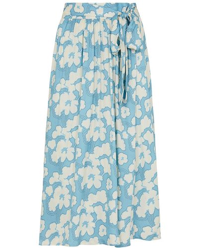 Mirla Beane Corrine Floral Wrap Skirt - Blue