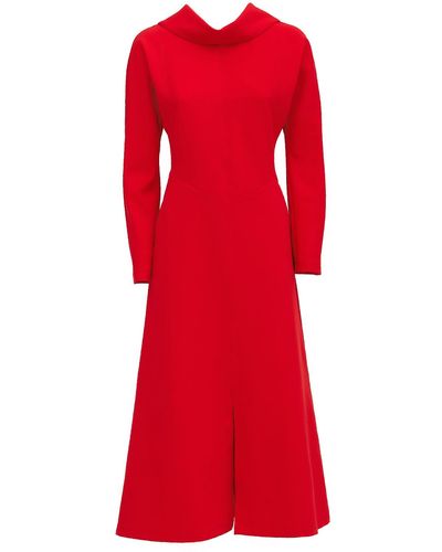 Julia Allert Elegant Fitted Dress With A Fla Skirt - Red