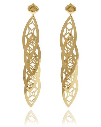 Georgina Jewelry Gold Four Leaf Chandelier Line Earrings - Metallic