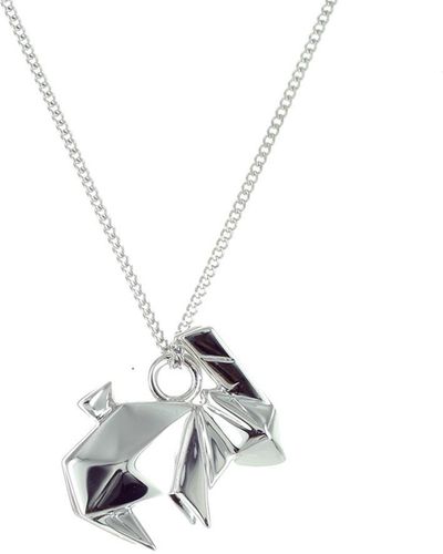 Origami Jewellery Mini Rabbit Necklace - Metallic