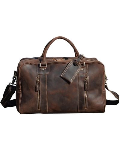 Touri Genuine Leather Over Night Bag - Brown