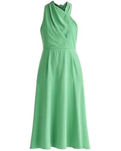 Paisie Asymmetric Neck Midi Dress In - Green