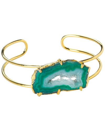 YAA YAA LONDON Green Gemstone Summer Love Cuff Bracelet Horizontal - Multicolor
