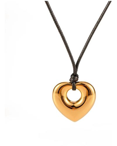 Olivia Le Heart Medallion Rope Necklace - Metallic