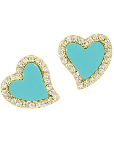 KAMARIA Turquoise Amore Heart Stud Earrings - Blue
