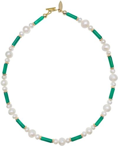 Farra Green Jade And Freshwater Pearls Short Necklace