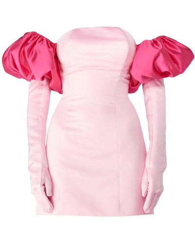 Miscreants Baby Pink Cupid Satin Dress & Gloves