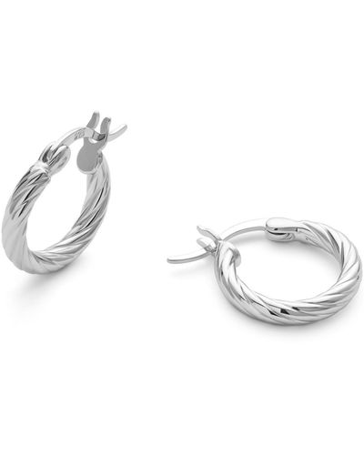 Elk & Bloom Small Sterling Twist huggie Hoop Earrings - Metallic
