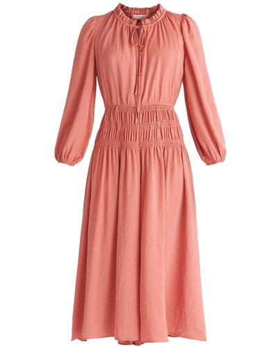 Paisie Ruched Waist Jumpsuit In Coral Pink