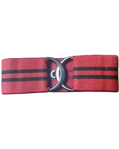 LARA MOTI Vermilion With Black Stripes Elastic Belt - Red
