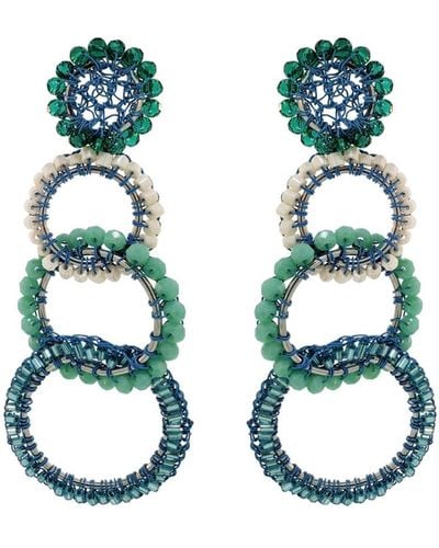 Lavish by Tricia Milaneze Ocean Blue Mix Olympia Handmade Crochet Earrings