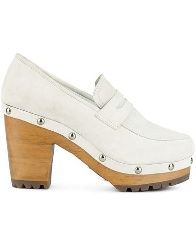 Rag & Co Osage Clogs Loafers In Fine Suede - White