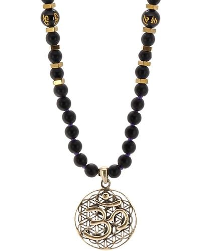 Ebru Jewelry Spiritual Yoga Mala Onyx Necklace - Metallic