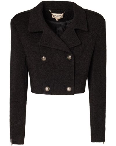 Julia Allert Double-breasted Cropped Coat - Black