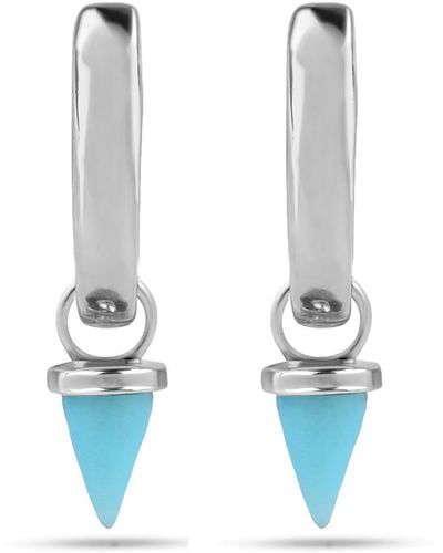 Zohreh V. Jewellery Mini Turquoise Spike Hoop Earrings Sterling Silver - Blue