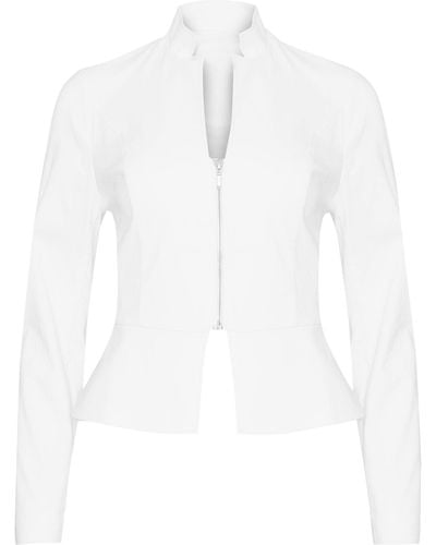 SACHA DRAKE Front Zip Peplum Jacket In - White