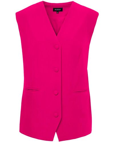 BLUZAT Fuchsia Oversized Vest With Buttons - Pink