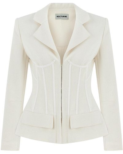 Nocturne Double-breasted Underwire Detailed Jacket - White