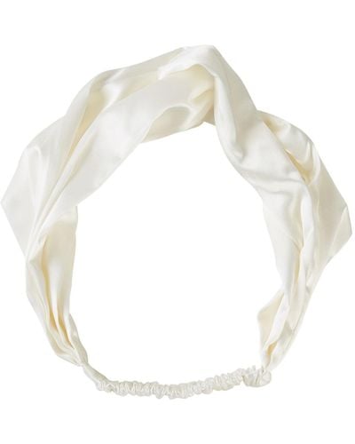 Soft Strokes Silk Pure Mulberry Silk Turban Style Headband - White