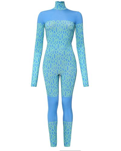 Monosuit Jumpsuit With Zip Print - Blue